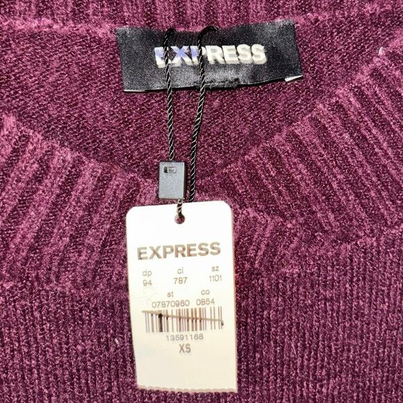 Express women’s burgundy sweater dress long sleeves with ties NWT (XS) - Picture 2 of 4